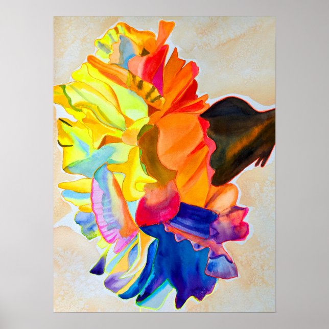 Neon Carnation watercolor flower Poster (Front)