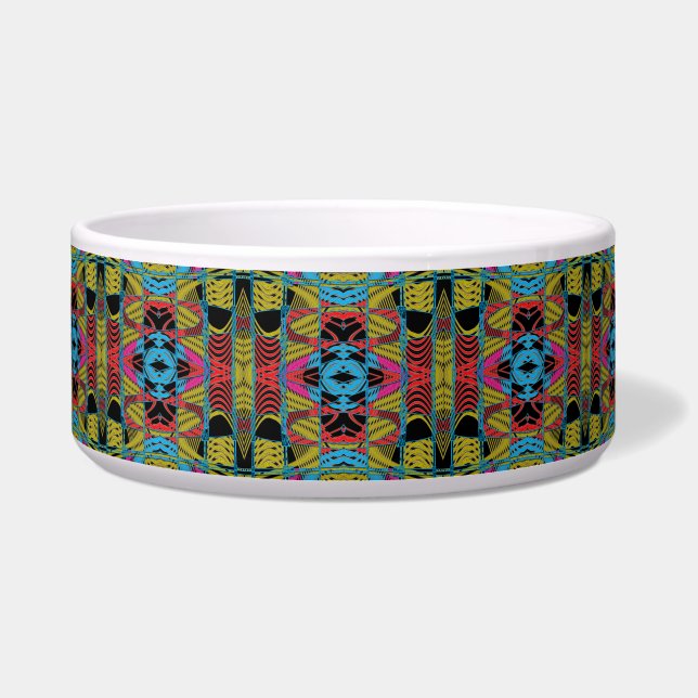 Neon Carnival Kaleidoscope Dog Bowl (Front)