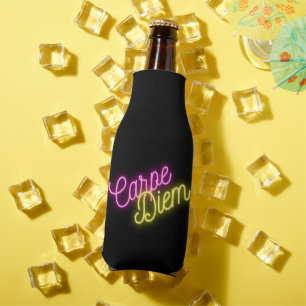 Neon Carpe Diem Word Art Bottle Cooler