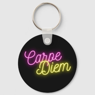 Neon Carpe Diem Word Art   Key Ring