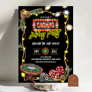 Neon Casino Holiday Party Invitation