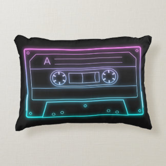Neon Cassette Tape Retro Aesthetic Throw Pillow