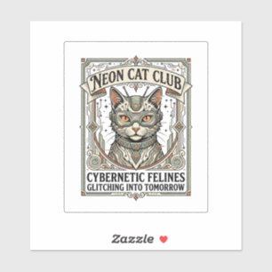Neon Cat Club Cat Cyberpunk Vintage Vector Art Shi