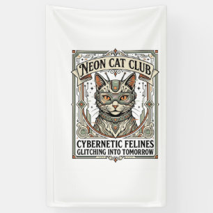 Neon Cat Club Cat Cyberpunk Vintage Vector Art Shi Banner