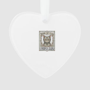 Neon Cat Club Cat Cyberpunk Vintage Vector Art Shi Ornament