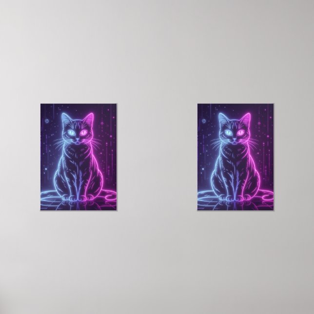 **Neon Cat Design – Glowing Futuristic Feline Art* (Front)