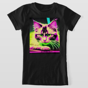 Neon Cat Feline Fiesta Teen Girl Birthday T-Shirt
