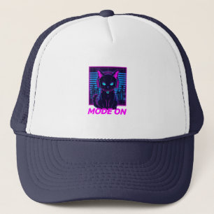 Neon Cat Mode ON – Cyberpunk Gamer Cat Hoodie & T- Trucker Hat