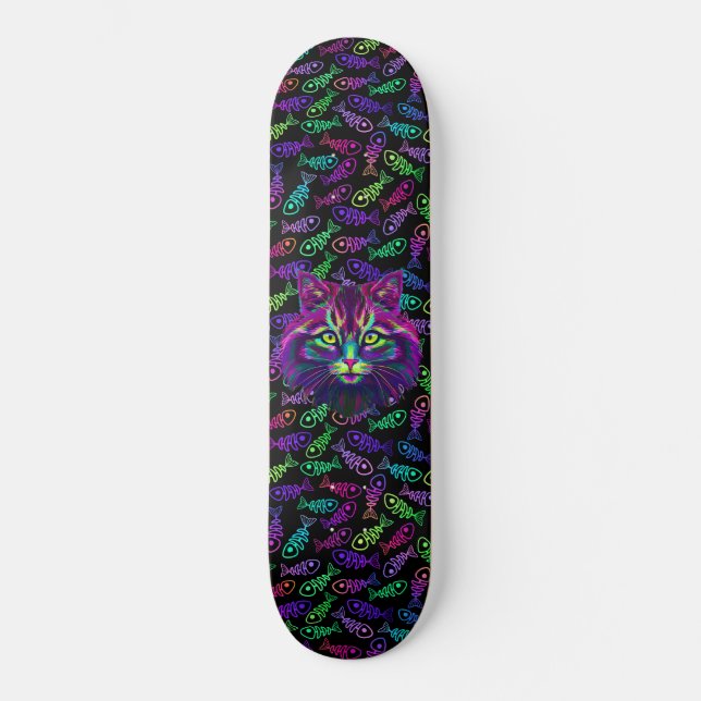 Neon Cat Skateboard (Front)