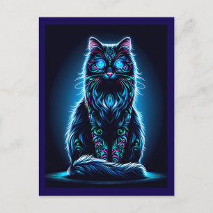 Neon Cat Vivid Background-97948 Holiday Postcard