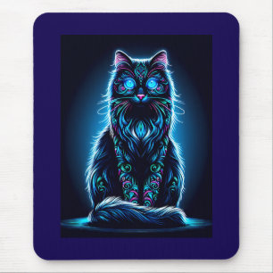 Neon Cat Vivid Background-97948 Mouse Mat
