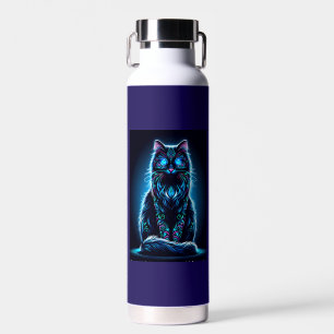 Neon Cat Vivid Background-97948 Water Bottle
