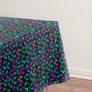 Neon Cats, Bats Stars and Moons Tablecloth