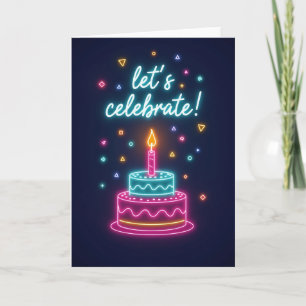 Neon Celebration Cake Card
