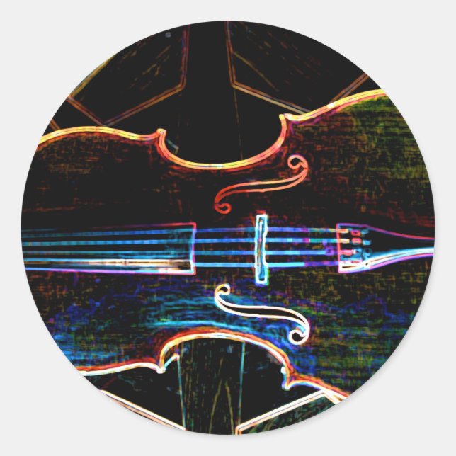 Neon Cello Classic Round Sticker (Front)