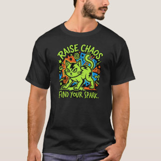 Neon Chaos Cat T-Shirt Electric Streetwear Graphic