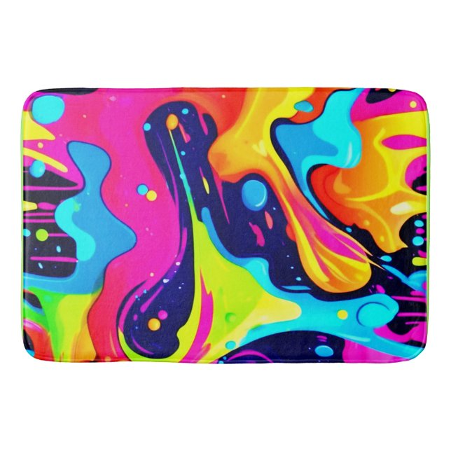 Neon Chaos Liquid Colour Explosion Bath Mat (Front)