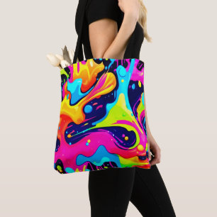 Neon Chaos Liquid Colour Explosion Tote Bag