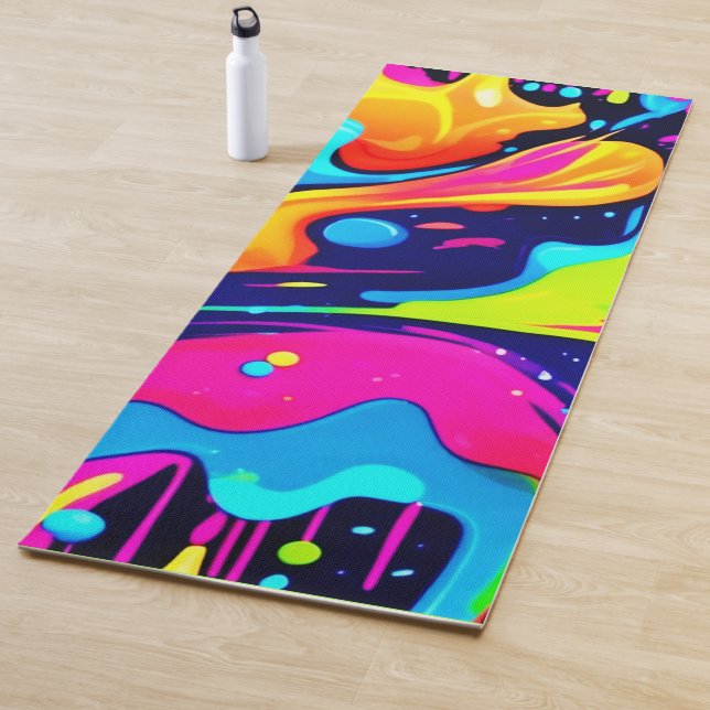 Neon Chaos Liquid Colour Explosion Yoga Mat (In Situ)