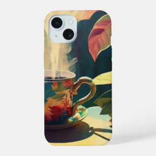Neon Charlie Chameleon, Textile Rainforest Collage iPhone 15 Case