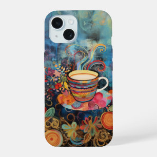 Neon Charlie Chameleon, Textile Rainforest Collage iPhone 15 Case
