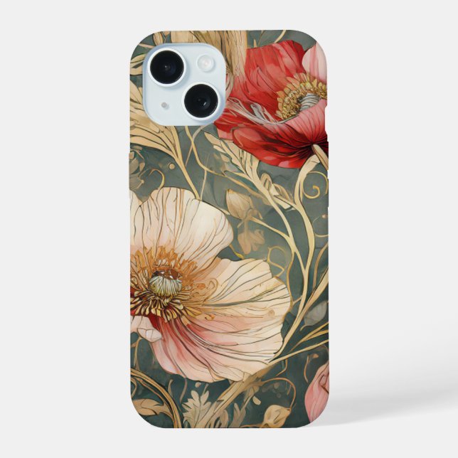 Neon Charlie Chameleon, Textile Rainforest Collage iPhone 15 Case (Back)
