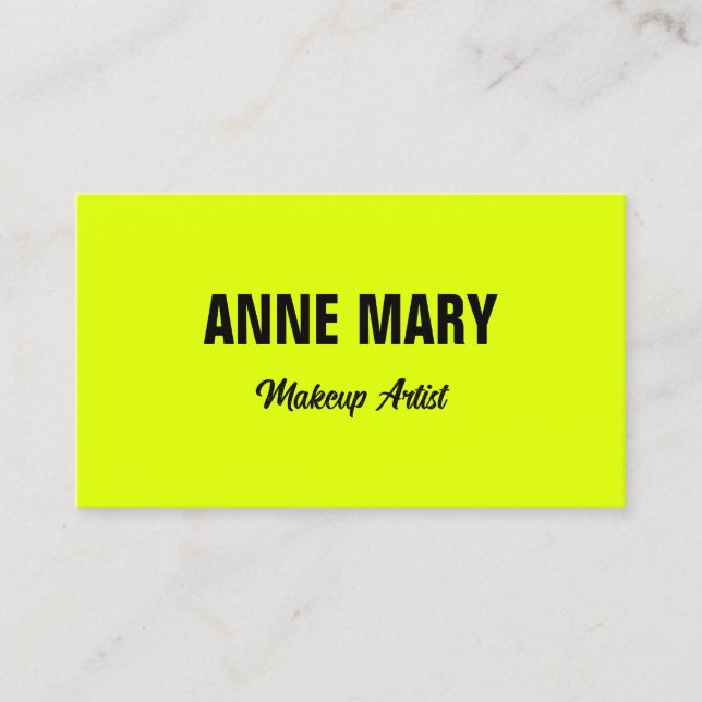 Neon Chartreuse Yellow Black Colourful Bright Business Card (Front)