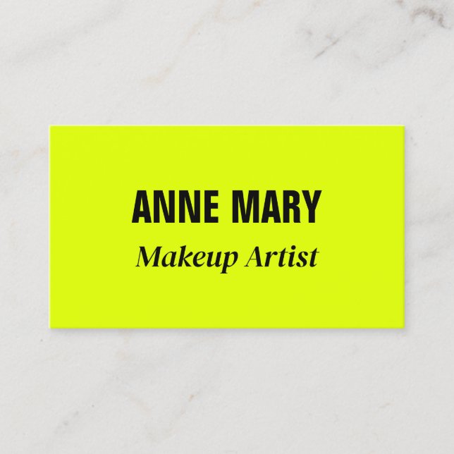 Neon Chartreuse Yellow Black Colourful Bright Cool Business Card (Front)