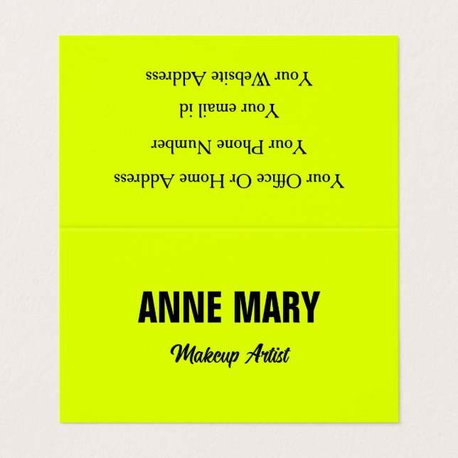 Neon Chartreuse Yellow Custom Colourful Bright Business Card (Outside Unfolded)