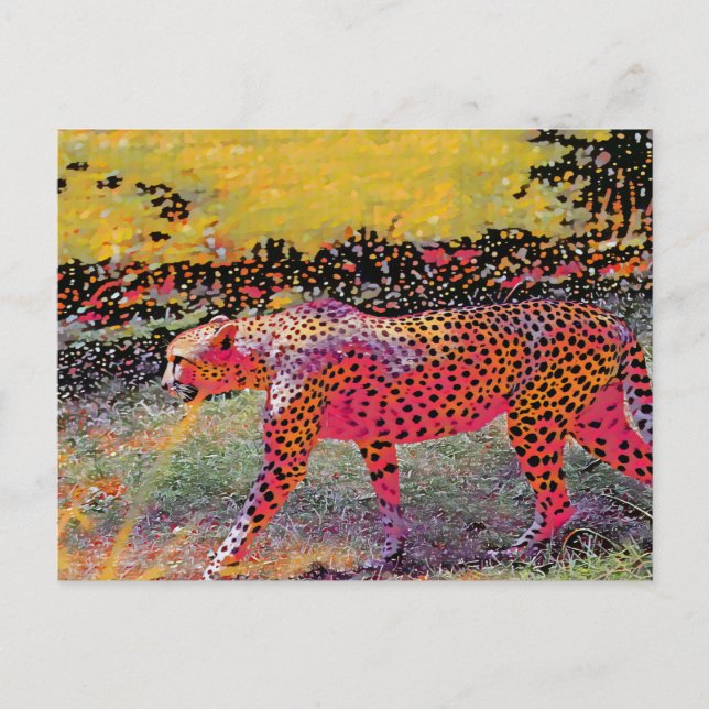 Neon cheetah postcard (Front)