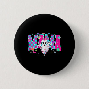 Neon Chequered Halloween Ghost Mama Costume Mummy 6 Cm Round Badge