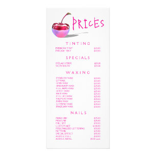 Neon Cherry Beautician Beauty Service Price List Rack Card