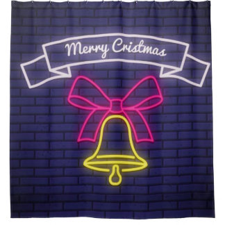 Neon Christmas Bell Shower Curtain