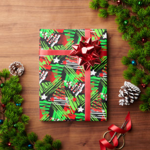 Neon Christmas Tree Pattern Wrapping Paper
