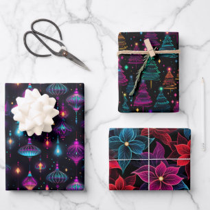 Neon Christmas  Wrapping Paper Sheet