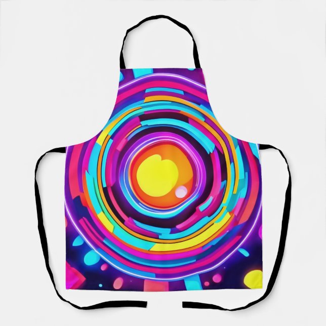 Neon Circle Vortex Pattern Apron (Front)