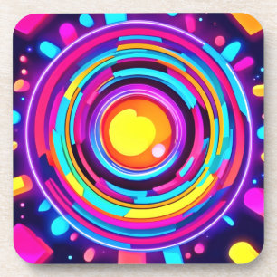 Neon Circle Vortex Pattern Coaster