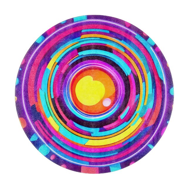 Neon Circle Vortex Pattern Cutting Board (Front)