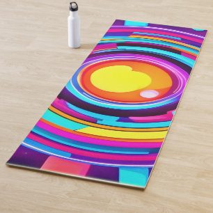 Neon Circle Vortex Pattern Yoga Mat
