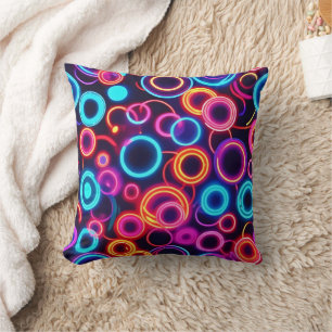 Neon Circles: A Vibrant Visual Feast Cushion