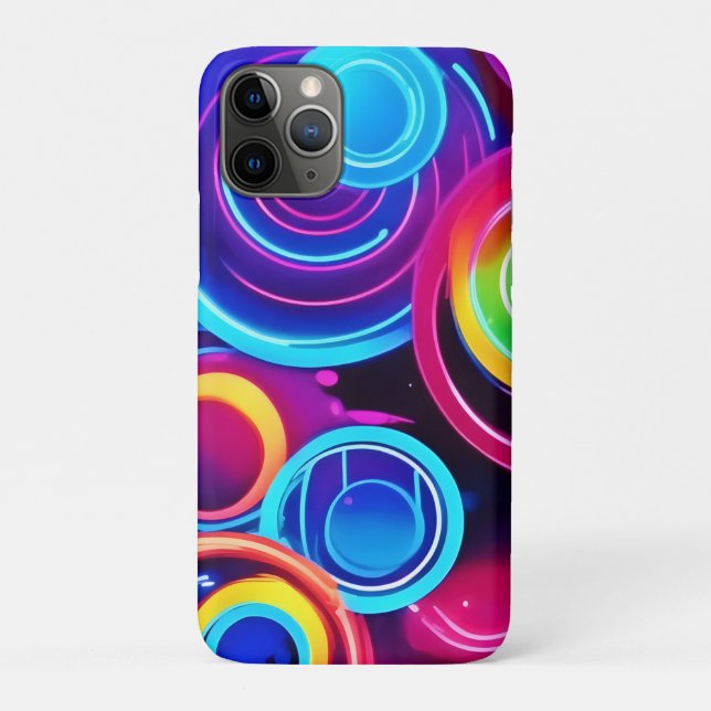 Neon Circles Abstract Art Case-Mate iPhone Case (Back)