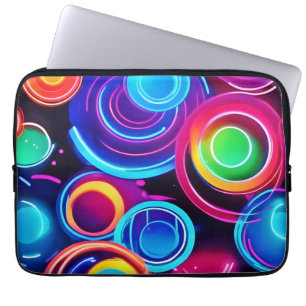 Neon Circles Abstract Art Laptop Sleeve