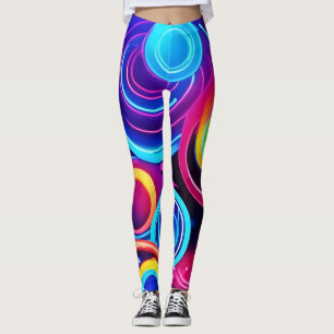 Neon Circles Abstract Art Leggings