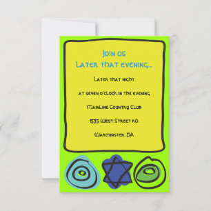 NEON CIRCLES and SQUARE Bar Bat Mitzvah Party Card