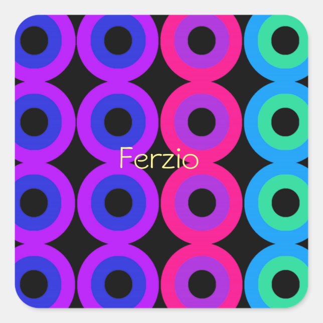 Neon Circles Square Sticker (Front)