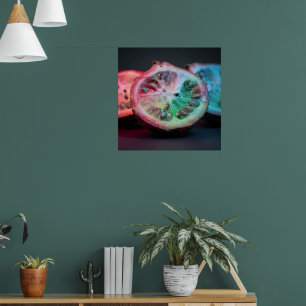 Neon Citrus Exotic Fruit Art Poster II Vibrant P
