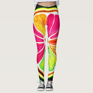 Neon Citrus Fruit Fiesta Leggings