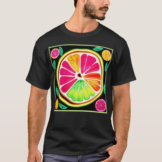 Neon Citrus Fruit Fiesta T-Shirt (Front)