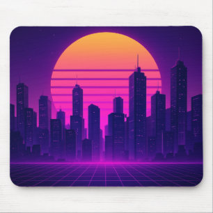 Neon city mouse mat