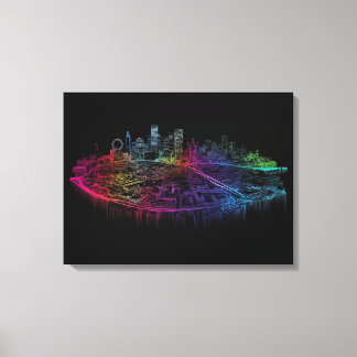 Neon City skyline Canvas Print